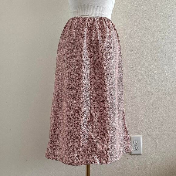handmade coral pink all over print midi skirt - Picture 5 of 8